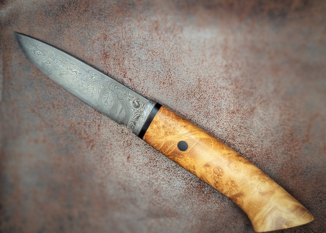 Couteau Fixe damas robinier de Jean-Paul Sire. Côté gauche